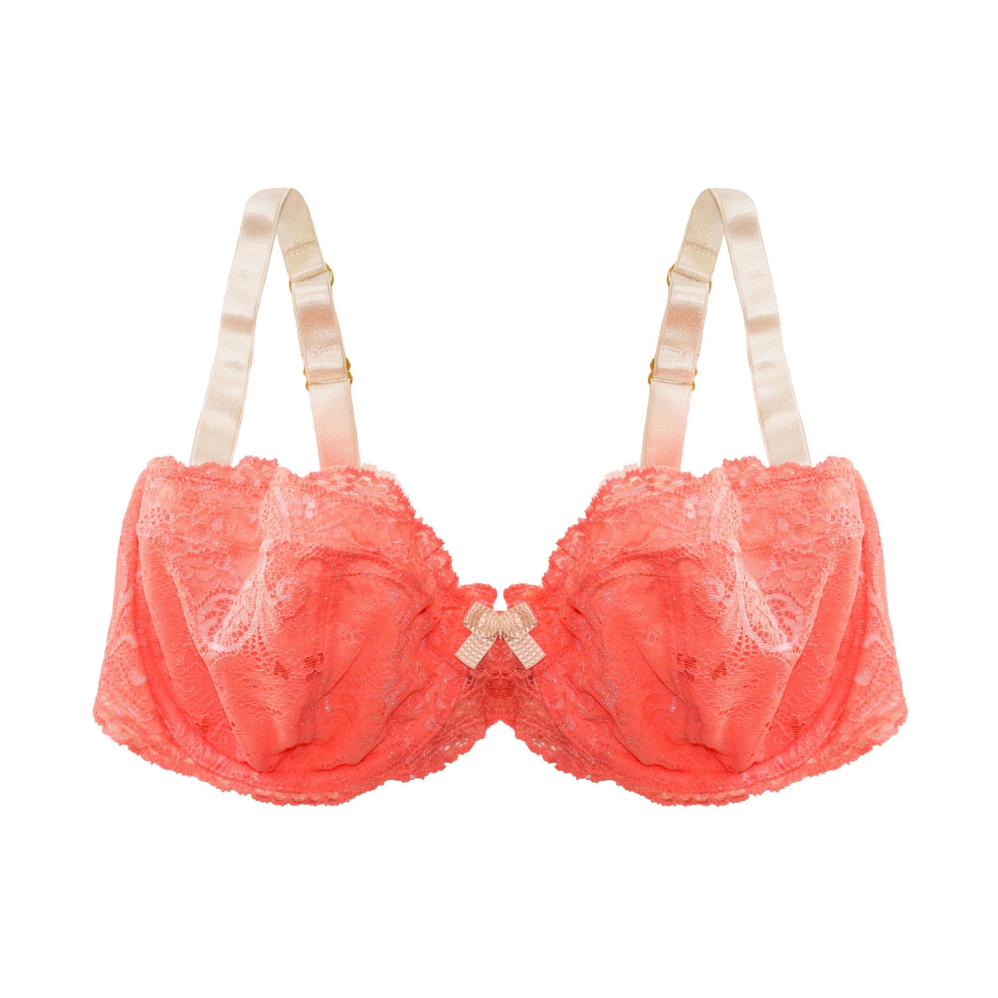 Lace Balconet (EF Cups) Bra in Coral (32F)