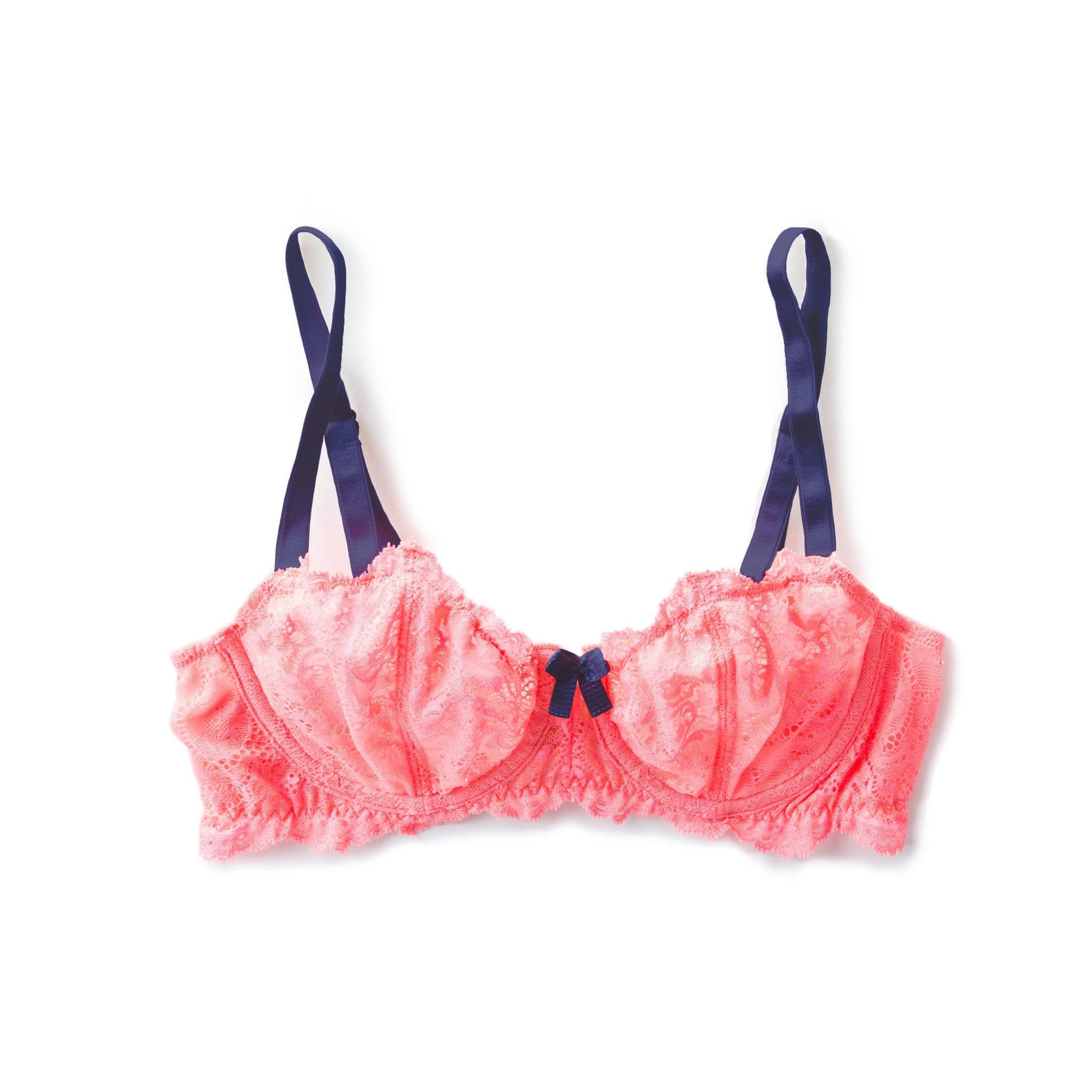 Lace Balconet Bra in Coral (36B)
