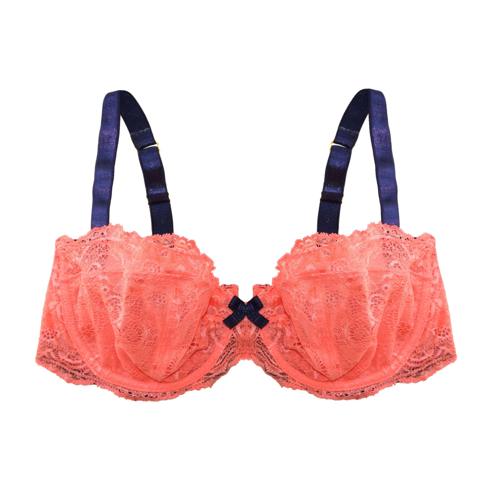 Lace Balconet (EF Cups) Bra in Coral (38D)