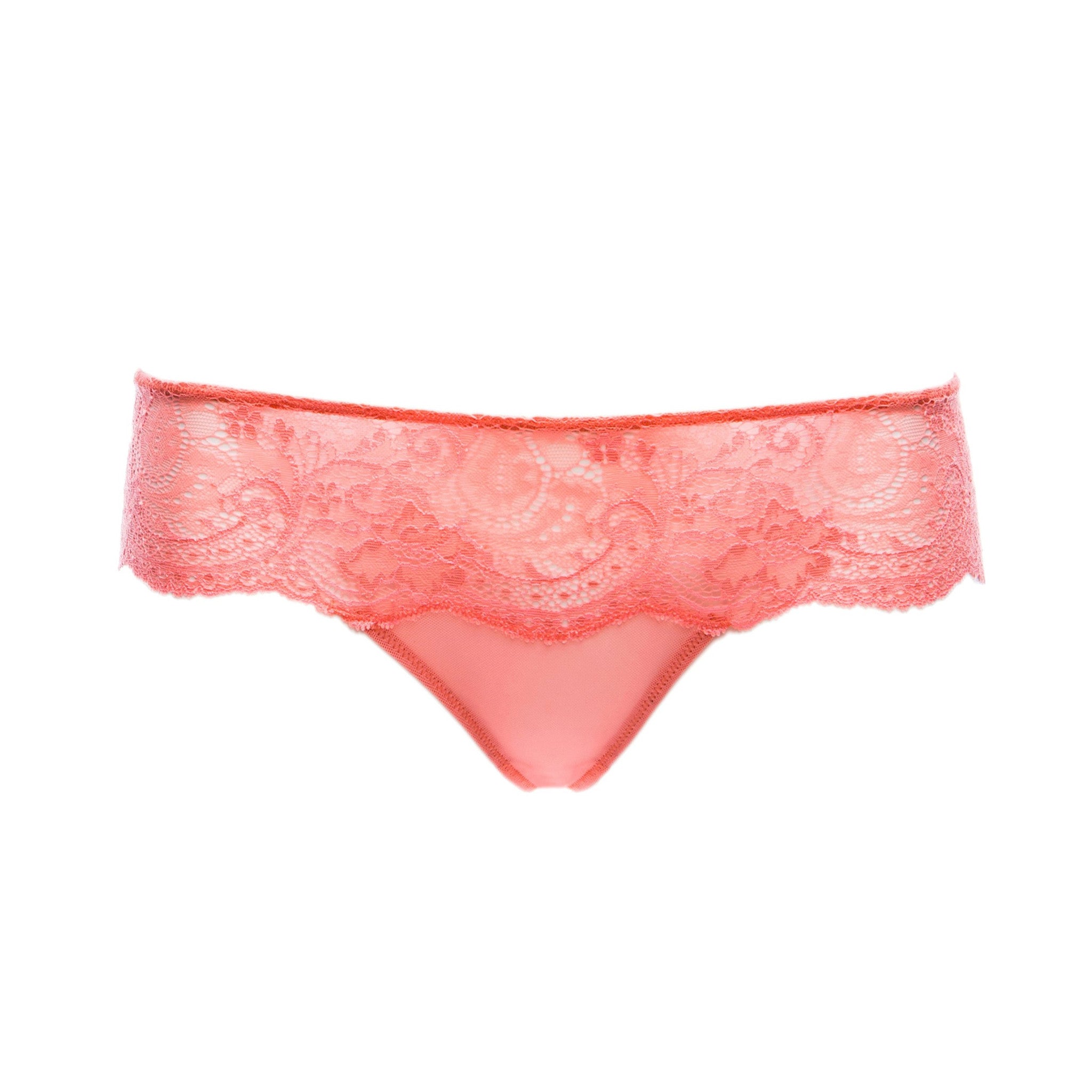 Lace Thong Panty in Coral (XL)